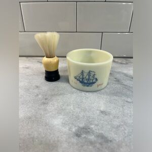Vintage OLD SPICE Shaving mug (white milk glass) with ever ready shaving brush